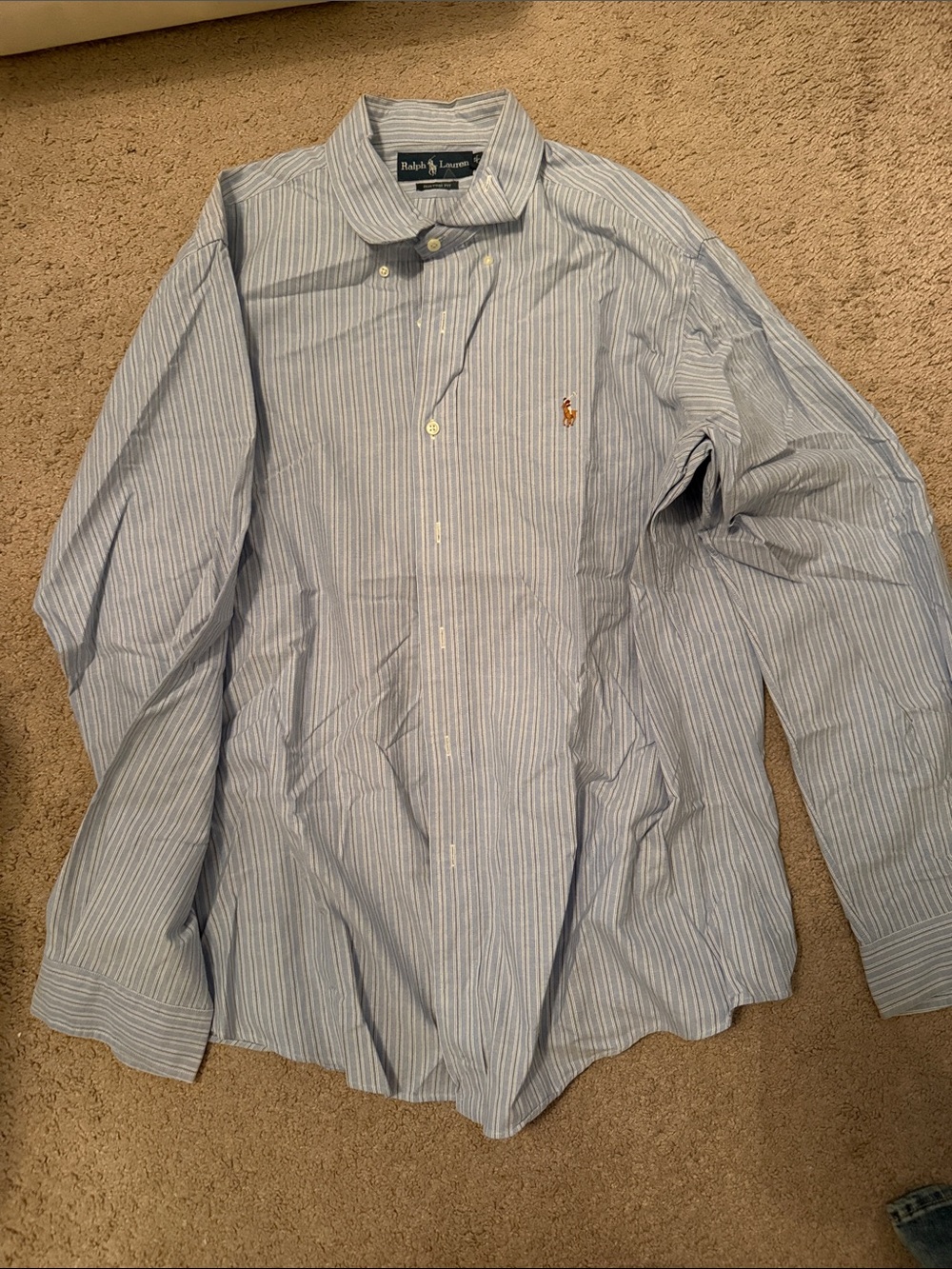 Ralph Lauren Light Blue and White and black Pinstripe Dress Shirt XL